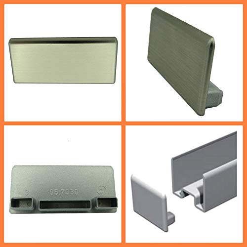 Nobilia 2x Endkappe für 50 mm Wangenschuh Breite 54 mm Endstück Abschlusskappe Edelstahlfarben 50 mm 50