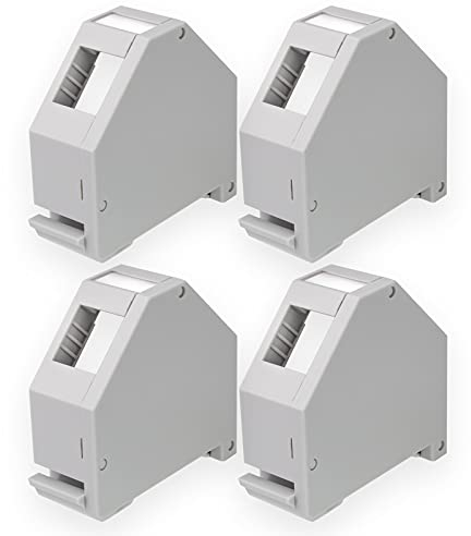 HB-DIGITAL Lot de 4 adaptateurs de rail DIN RJ45 Keystone pour rail DIN 35 mm Convient pour modules Keystone Cat.5e Cat.6/6a Cat.8 Prise réseau Ethernet LAN Câble de pose
