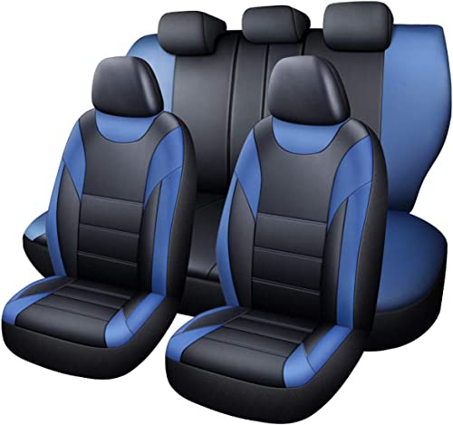 JU&MU 5 Auto Sitzbezüge Set 11 teilig für Mitsubishi Space Star L200 ASX Eclipse Cross Outlander Lancer Forester Legacy Outback Xv (Blau)