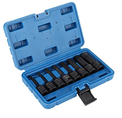 Douille Hexagonale Allen, 8 Pièces Jeu de Douilles à Clé Hexagonale à Entraînement 1/2 pouces avec étui de Rangement Solide H5/H6/H8/H10/H12/H14/H17/H19