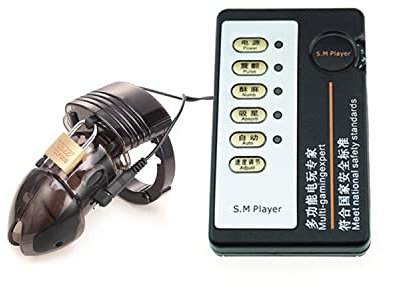 SeLgurFos Keuschheitsgürtel Elektro Schock Kunststoff Chastity Device Elektrostimulation Peniskäfig Mit Host Device SM Sexspielzeug Für Männer (standard,black)