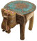 Gall&Zick Elefanten Hocker Beistelltisch Blumenbank Dekotisch Pflanzenständer Mangoholz Handbemalt Orientalisch Indisch Handarbeit Mandala (Teal)