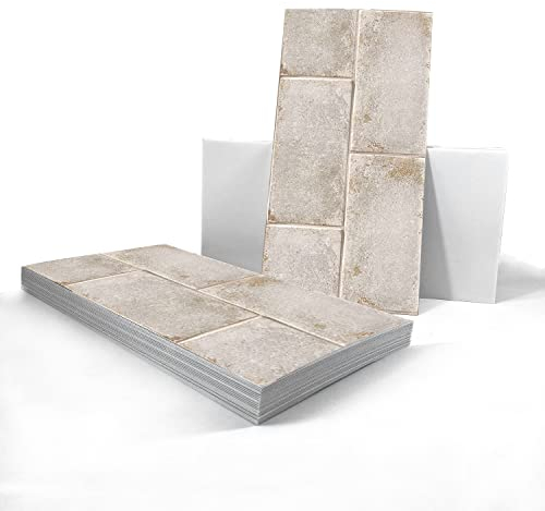 Alwayspon Vinyl-Bodenfliesenaufkleber, rutschfeste Selbstklebende Rückseite, Fliesenaufkleber für Küche, Badezimmer, selbstklebend, abziehen und aufkleben, PVC verwitterter Ziegel, 30x15cm, 24 Stück