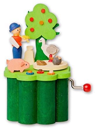Graupner Holzminiaturen® | Miniatur Kurbel Spieldose 'Hans im Glück' aus Holz | Melodie 'ACH Du Lieber Augustin' | Original Erzgebirgische Holzkunst® | Hochwertige Handarbeit | Besondere Geschenkidee
