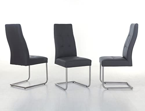 expendio Schwingstuhl Harry, Polsterstuhl Varianten, Esszimmer Freischwinger Kunstleder Echtleder Stühle, Bezugstoff:Kaiman braun