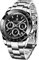 RollsTimi Pagani DesignHerren-Multifunktions-Sportuhr Quarz-Chronograph Uhrwerk Japan VK63 Edelstahlarmband Wasserdicht 100M (Ganz in Schwarz und Silber-1664)