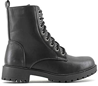 MODELISA - Bota Militar Con Cordón Y Cremallera Mujer (Negro, numeric_38)