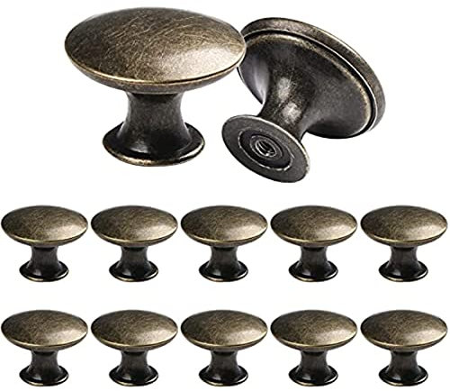 12 Stück Vintage Antik Knopf Griff Pull 30 Mm Messing Rund Vintage Knopf Für Schrank Schublade Küche Badezimmer Schrank Home Office Möbelbeschläge (Bronze)
