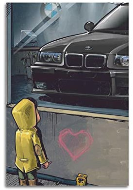 KWID Auto-Poster BMW E36 M3 Sportauto Rennauto Poster Dekorative Malerei Leinwand Wandposter und Kunstbild Druck Moderne Familie Schlafzimmer Dekor Poster 30 x 45 cm