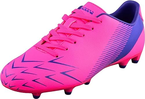 Vizari FG Chaussures de football pour enfants, garçons et filles, crampons antidérapants pour l'entraînement et le jeu, Rose Violet, 31.5 EU