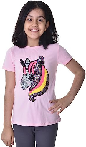 Einhorn2 Kinder Mädchen T-Shirt Bluse Kurzarm Rosa 140-146