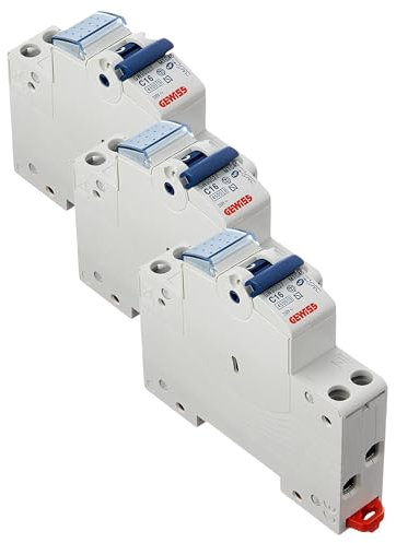 Gewiss GW90027 Interruttore Magnetotermico 16A, 1P+N, 4,5KA, Automatico, Multicolore (Confezione da 3)