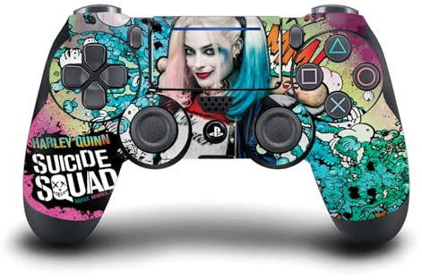 Head Case Designs Offizielle Suicide Squad 2016 Harley Quinn Plakat Graphics Vinyl Haut Gaming Aufkleber Abziehbild Abdeckung kompatibel mit Sony PlayStation 4 PS4 DualShock 4 Controller