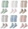 Vegena Baby Knieschoner Baby Socken Baumwolle, 6 Paar Rutschfeste Socken für Baby, Stoppersocken Jungen Mädchen,Socken Baby Anti Rutsch, Stoppersocken Baby Krabbelsocken für Baby Krabbeln(S)