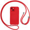 Vauki handyband Hülle für iPhone 14 mit Band, HandyHülle mit Kordel, Weich Silikon TPU Stoßfest Bumper mit Kette zum Umhängen für iPhone 14, Lanyard - Rot