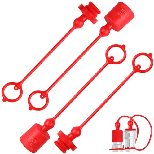 2 Sätze Stecker Staubkappe Hydraulik Schnellkupplung A-Serie ISO 7241/5675, 3/8 Staubkappe für Hydraulikanschlüsse hydraulische Staubkappen Abdeckungen für hydraulische Schnellkupplungen