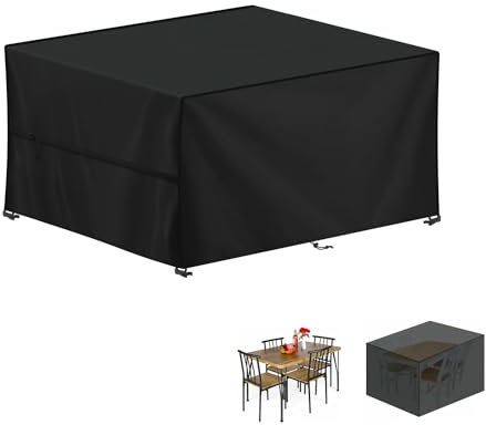 LAMUNI Abdeckung für Gartenmöbel wasserdichte Schutzhülle Gartenmöbel Anti-UV Abdeckplane für Gartentische Terrassenmöbel, Schwerlast 420D Oxford Outdoor Abdeckhaube für Möbelsets, 120x90x75cm