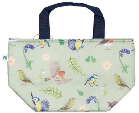 Eco Chic Lightweight Foldable Insulated Lunch Bag Water Resistant Cooler Bag (RSPB Birds Green)
