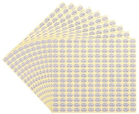 sourcing map QC-Bestanden Aufkleber, ovale Form, selbstklebende Etiketten 9 x 13 mm für Qualitätskontrolle, Lagerbestand, Packung mit 10 Stück, weiß