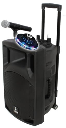 Enceinte Active BOOST120VHF-BT Portable Autonome - 700W -1 2/30CM avec USB-MP3, REC, VOX, Bluetooth, 1 Micro VHF, Lumière OVNI