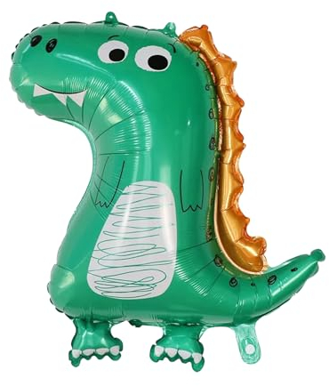 ALEGRE® Dino Luftballon, XXL Dino Ballon Kindergeburtstag Deko, Dinosaurier Luftballons Geburtstag Deko Mädchen Junge, Happy Birthday Dino Folienballon für Dschungel Deko, Babyparty Thema Dekorationen