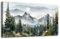 MHARTK66 Aquarell Wald Leinwand Bilder Set Schlafzimmer, 50cm x 100cm Groß Wandbilder Wohnzimmer Natur Landschaft Bild Aesthetic, Modern Wanddeko Kunstdruck Badezimmer Büro Esszimmer Küche