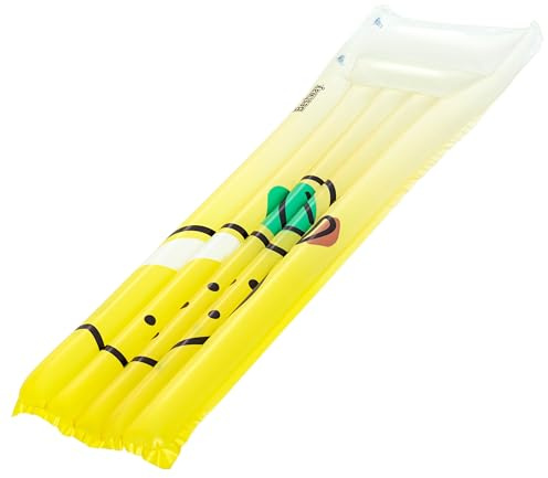 Bestway Luftmatratze Zitrone, 170 x 54 x 15 cm, 1 Person, Strapazierfähiges PVC, 2 Luftkammern, Integriertes Kopfkissen, Leuchtendes Zitronen-Design, Sicherheitsventile, Reparaturflicken