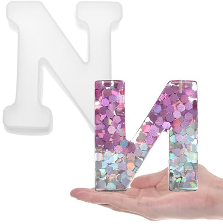 sourcing map Large Letter N Resin Molding 6 3D Capital Alphabet Silicone Mould for Word Sign Art, DIY Crafts, Home Party Decoration, Candle Wax, Soap Crafts