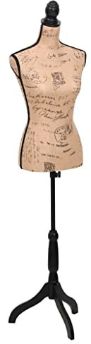 CINDERFUL Damenbüste Schneiderpuppe Büste Torso Angezogen Mannequin Jute,DamenSchneiderbüste: Verstellbar, Stabiler JuteRumpf für Präsentationen und Dekoration