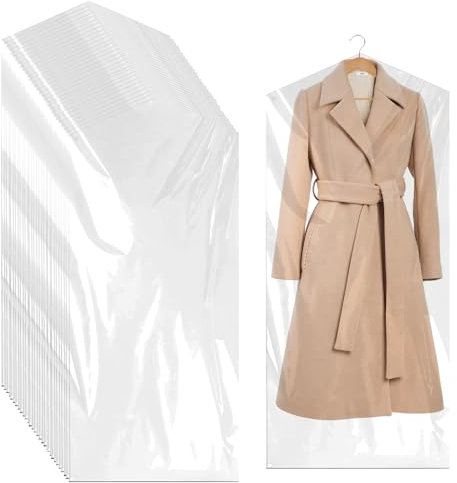 Kunststoff Anzugtasche, 30 Stück Transparente Hängen Kleidersäcke, Transparente Kleidersäcke, Hängende Kleider Schutzhülle, Staubdichter Kleiderschutz für Anzüge Kleider Sakkos Hemden(60x150cm)