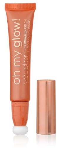 youstar OH MY GLOW Highlighter/Blush mit Kissenaplikator | Pflegender Blush, Lichtreflektierende Partikel, natürliches Finish, für Alle Hauttypen, leicht zum Auftragen, Farbe:03 Coral Blush