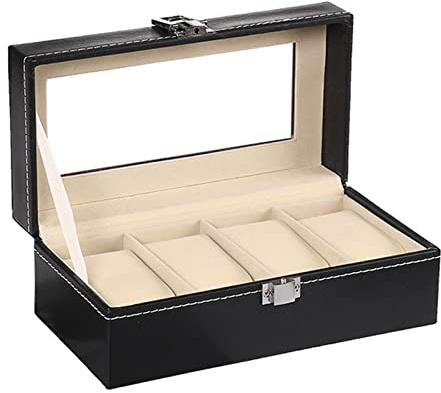 Woideklu Scatola Porta Orologi Portatile per Esposizione E Organizzazione per Adulti, 4 Slot