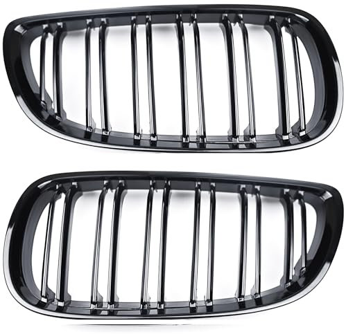 Hebstw E92 Nieren Kühlergrill Schwarz Passend für BMW E92 pre-facelift (2006-2009) 3er [2-door] coupe,E93 pre-facelift:(2007-2010) 3er [2-door] Cabrio Glanz Schwarz Doppelsteg