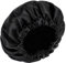HJZHII Elastic Adjustable Black Bath Cap, Reusable Shower Cap Double Layer Hair Caps for Men and Women