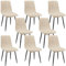 ANVOFONG Esszimmerstühle 8er Set,Küchenstuhl aus Leinenstoff,Polsterstühle mit Eisenfüßen,Stuhl Schlafzimmer,schminkstuhl,Wohnzimmer Stühle-Beige