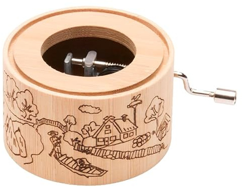 Spieluhr aus Bambus mit der Melodie Für Elise, Motiv: Spreewald