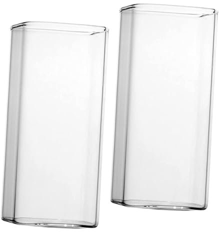 CIYODO 2 Pezzi Bicchieri Da Bere Tazze Di Quadrate Moderne Trasparenti Per Acqua Caffè Tè