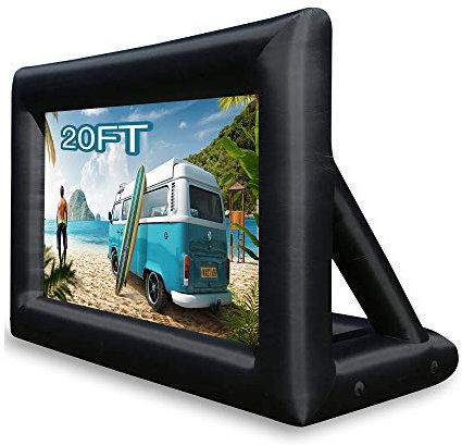 Schermo cinematografico Gonfiabile per Esterni, Schermo cinematografico Portatile HD 16:9 per Esterni con Corda, Ventilatore e picchetti per Tenda, Ideale per Feste serali in Campeggio all'aperto.
