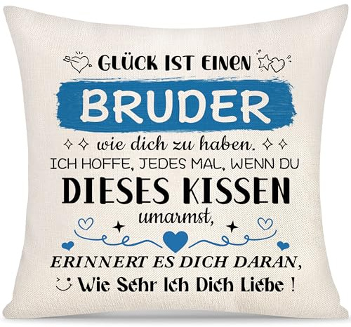 Yoskiasd Bruder Kissenbezug Geschenk für Männer Jungen Geschenke von Schwester Brüder Kissenbezug Inspirierendes Graduierung Geschenke Geburtstag Glück ist Einen Bruder Wie Dich zu Haben