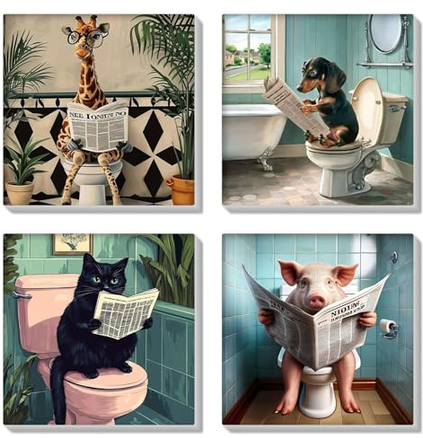 HEIBAGO 4 Pack Peinture par Numéros Adulte avec Cadre, Kit de Peinture pour Débutants DIY Animaux Peinture Acrylique Artistique avec Pinceaux Décoration Murale 20x20cm