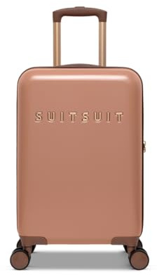 SUITSUIT Handgepäck Koffer mit 4 Rollen 55 x 35 x 20 cm - Hartschalen Kabinentrolley mit TSA-Schloss - Fab Seventies Italian Clay