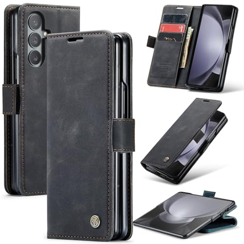 Samokor Handyhülle für Samsung Galaxy Z Fold 7 5G Magnet Leder Klapphülle | Premium Leder,Klappbar,Flip Case,Schutzhülle,Tasche,Kartenfach,Standfunktion,Stoßfest,Hülle für Samsung Z Fold 7,Schwarz