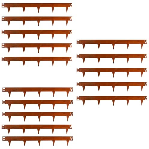 UNIGARDIA Bordure Acier Corten Métal 15 m - Bordure de Pelouse Flexible en Hauteur de 150 mm - Marteler Simplement la Bordure avec Pointes - 1 Paire de Gants de Montage Inclus, Corten