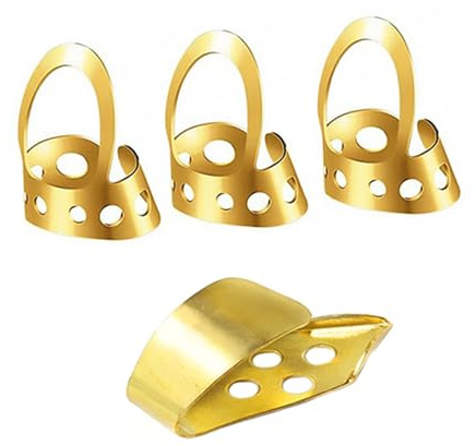 Edelstahl Daumenplektren Verstellbare für Banjo und Ukulele Mottoparty | 1 Stück Daumenpickel mit Offenem Ring, Hollowed Design und Metallkragen
