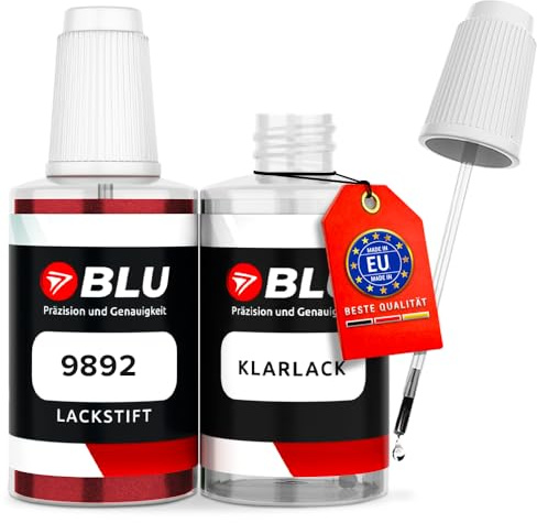 BLU Auto Lackstift 9892 Rot flamencorot kompatibel für Skoda | Auto Lack Set inkl. Klarlack | Reparatur Ausbesserungslack