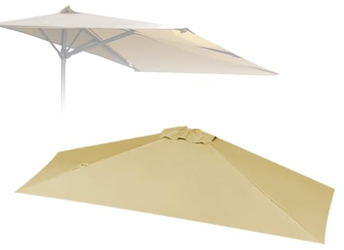 SMCMGECEUZ Auvent De Rechange pour Parasol De Rectangulaire 2m 2.5m Couverture De Rechange pour Demi-Parasol Parasol Toile De Rechange pour Parasol De Jardin(Tan,2x1m (6.5'x3.3'))