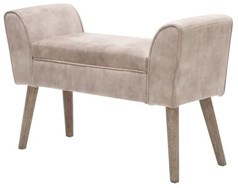 Lnxp Stilvolle Polsterbank Elegante Sitzbank Skandi Nordic Style 90x56x30cm Stoff Farbe beige Kaffee Samt mit Armlehnen Bank Flurbank