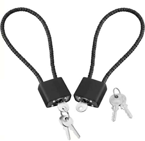 2 Pcs Steel Rope Padlocks with Keys Outdoor,Long Padlock Cable Lock,Heavy Duty Shackle Padlocks,Wheelie Bin Locks,Flexible Cable Padlock,Wire Padlock for Gym Locker,Shed,Suitcase,Gate,Bicycle (Black)