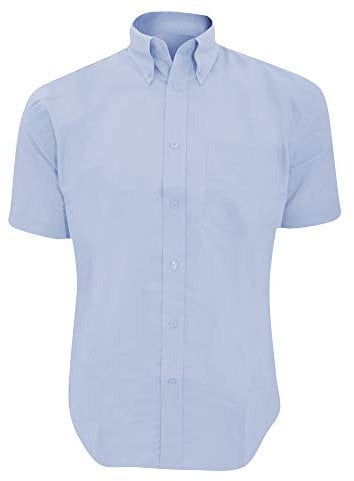 Kustom Kit Mens Workwear Oxford Short Sleeve Shirt (17inch) (Light Blue)