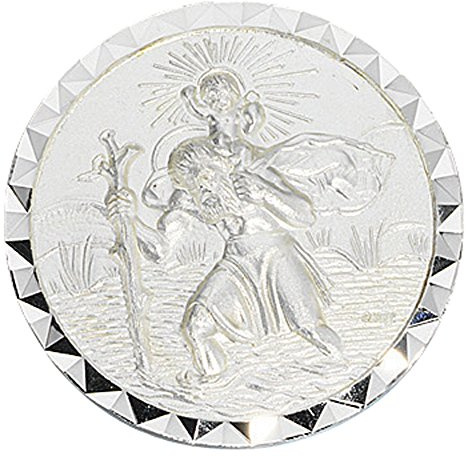 Auto Plakette Christopherus 925 Silber Medaille Gilde Schutz Talisman Gute Fahrt